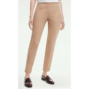 Women’s Brooks Brothers Minimalist Side-Zip Stretch Cotton Pants Khaki Tan 4